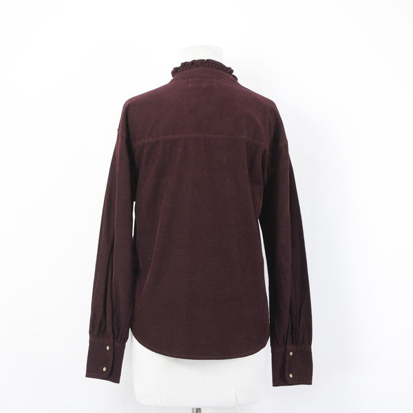 Dear John Top Sz S Purple Collared Button Down Corduroy 100% Cotton Top