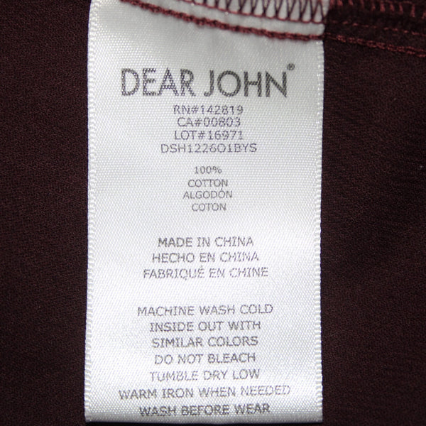 Dear John Top Sz S Purple Collared Button Down Corduroy 100% Cotton Top