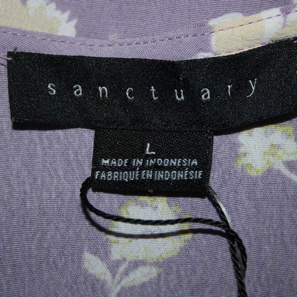 Sanctuary NEW $89 Hello Spring Sz L Purple White Yellow Ruffle 100% Rayon Top
