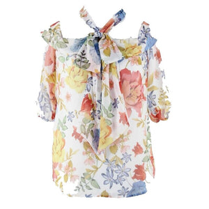 Sweet Pea NEW $50 Sz XS White Multi Floral Boho 100% Polyester Top