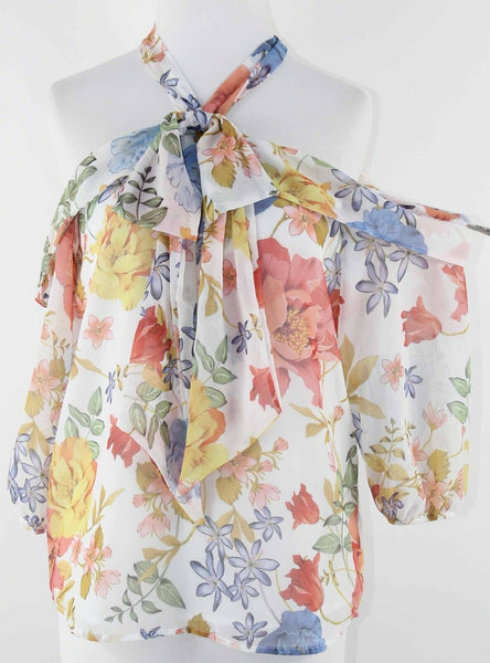 Sweet Pea NEW $50 Sz XS White Multi Floral Boho 100% Polyester Top