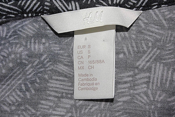 H&M Sz S Black Charcoal Multi Scoop Cap Sleeve Hi Lo Polyester Top