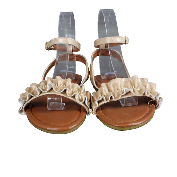 Nanette Lepore Sz 12 Girls Gold Champagne Man Made Materials Sandals