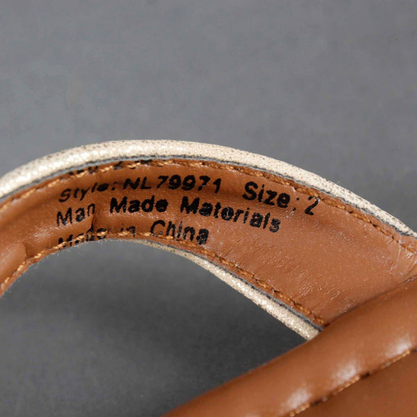 Nanette Lepore Sz 12 Girls Gold Champagne Man Made Materials Sandals
