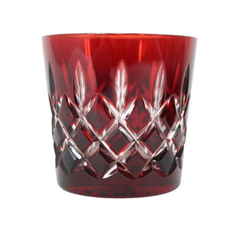 Arabella Ruby Red Crystal Cut Double Old Fashioned Glass