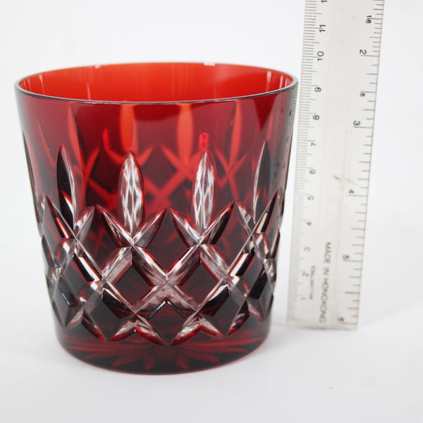 Arabella Ruby Red Crystal Cut Double Old Fashioned Glass