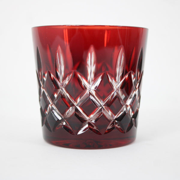 Arabella Ruby Red Crystal Cut Double Old Fashioned Glass