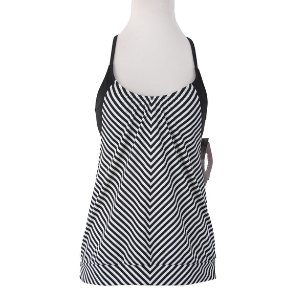 Athleta AW Top NEW $84 Slash Stripe Sz 34 B / C Black White Nylon Spandex AW Top