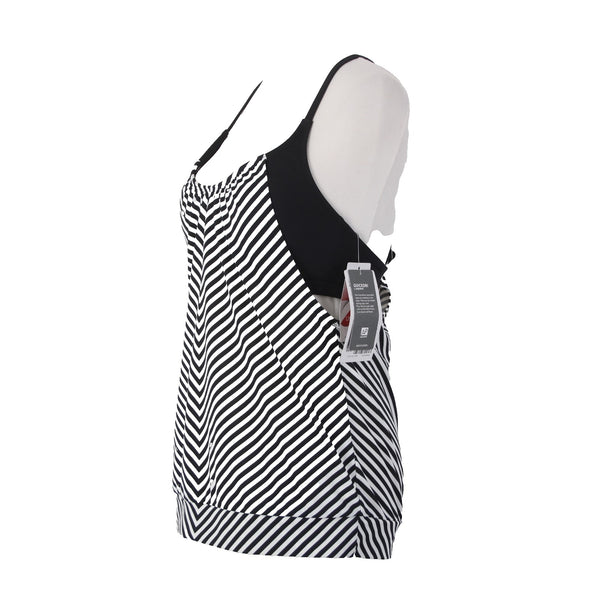 Athleta AW Top NEW $84 Slash Stripe Sz 34 B / C Black White Nylon Spandex AW Top