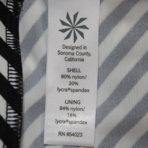 Athleta AW Top NEW $84 Slash Stripe Sz 34 B / C Black White Nylon Spandex AW Top