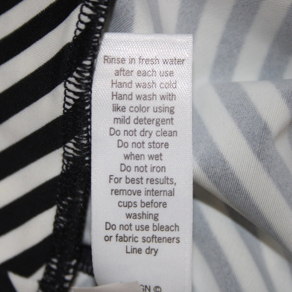 Athleta AW Top NEW $84 Slash Stripe Sz 34 B / C Black White Nylon Spandex AW Top