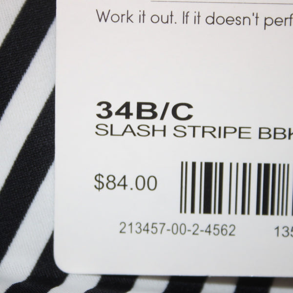 Athleta AW Top NEW $84 Slash Stripe Sz 34 B / C Black White Nylon Spandex AW Top