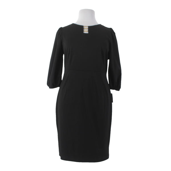 Sharagano Dress NEW Sz 16 Black Gold Hardware Knee Length Polyester Rayon Dress