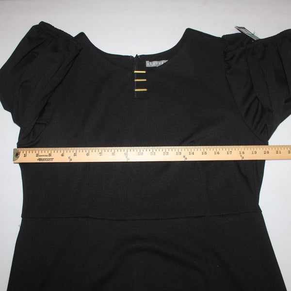 Sharagano Dress NEW Sz 16 Black Gold Hardware Knee Length Polyester Rayon Dress