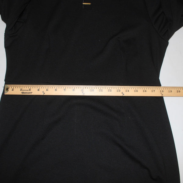 Sharagano Dress NEW Sz 16 Black Gold Hardware Knee Length Polyester Rayon Dress