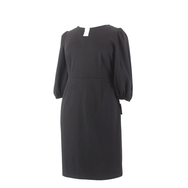 Sharagano Dress NEW Sz 16 Black Gold Hardware Knee Length Polyester Rayon Dress