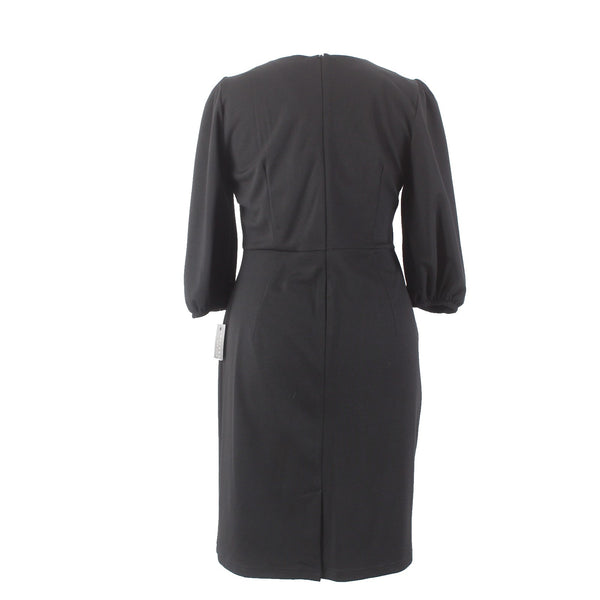 Sharagano Dress NEW Sz 16 Black Gold Hardware Knee Length Polyester Rayon Dress