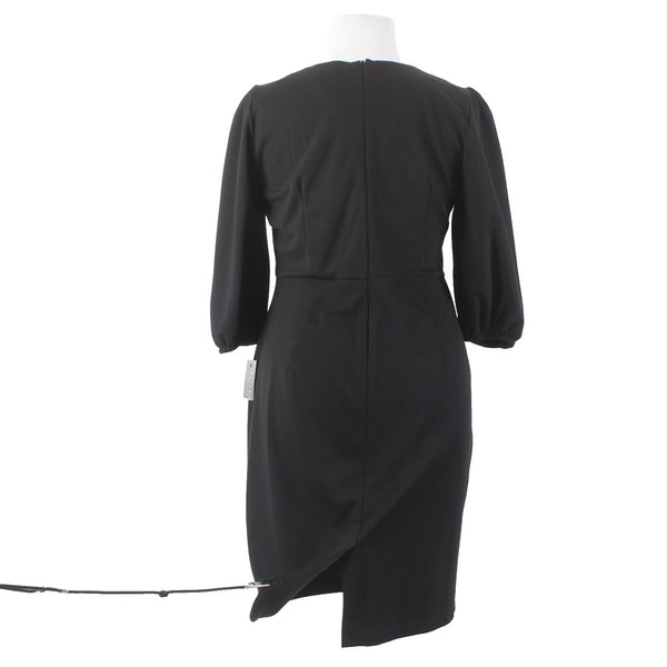 Sharagano Dress NEW Sz 16 Black Gold Hardware Knee Length Polyester Rayon Dress