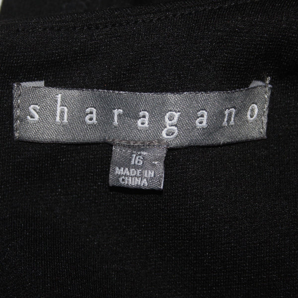 Sharagano Dress NEW Sz 16 Black Gold Hardware Knee Length Polyester Rayon Dress
