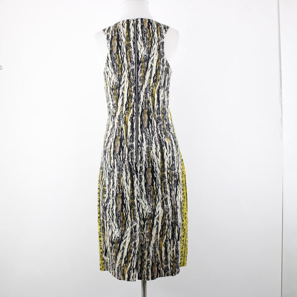 W118 By Walter Baker Sz M/L Black Yellow Cream Cotton Spandex 2 Pc Jacket Dress
