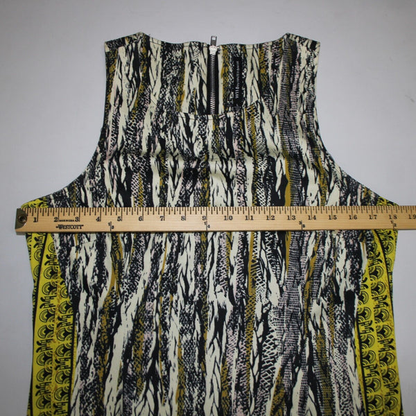 W118 By Walter Baker Sz M/L Black Yellow Cream Cotton Spandex 2 Pc Jacket Dress