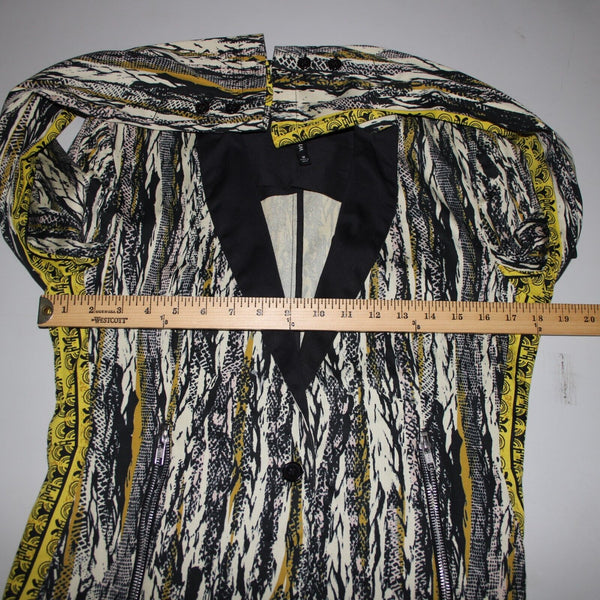 W118 By Walter Baker Sz M/L Black Yellow Cream Cotton Spandex 2 Pc Jacket Dress
