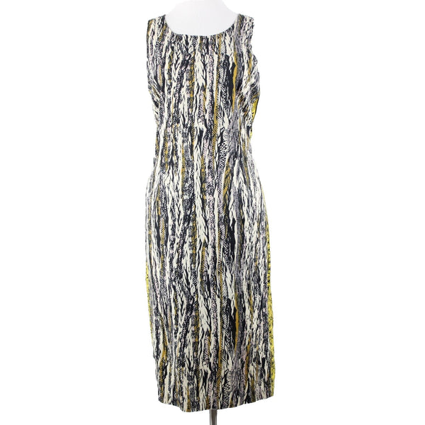 W118 By Walter Baker Sz M/L Black Yellow Cream Cotton Spandex 2 Pc Jacket Dress