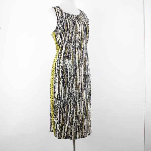 W118 By Walter Baker Sz M/L Black Yellow Cream Cotton Spandex 2 Pc Jacket Dress