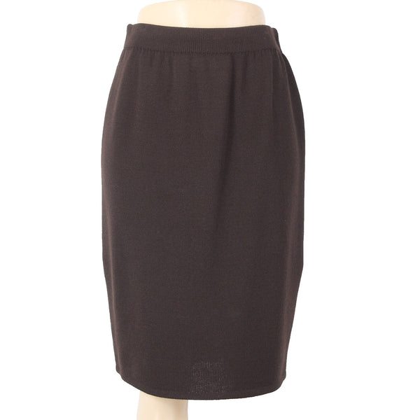 St John Collection Skirt Sz 8 Dark Brown Elastic Waist Santana Knit Skirt