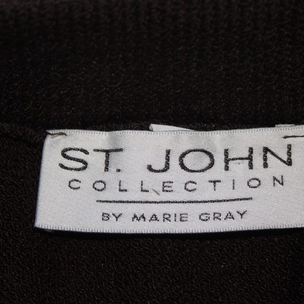 St John Collection Skirt Sz 8 Dark Brown Elastic Waist Santana Knit Skirt