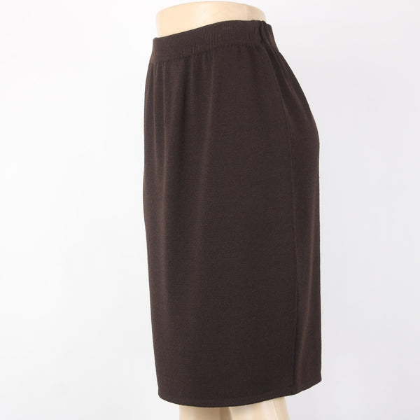 St John Collection Skirt Sz 8 Dark Brown Elastic Waist Santana Knit Skirt