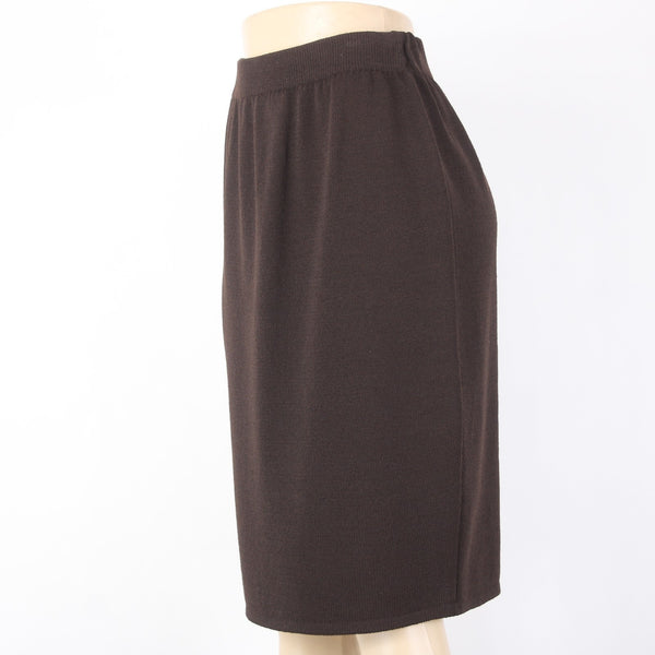 St John Collection Skirt Sz 8 Dark Brown Elastic Waist Santana Knit Skirt