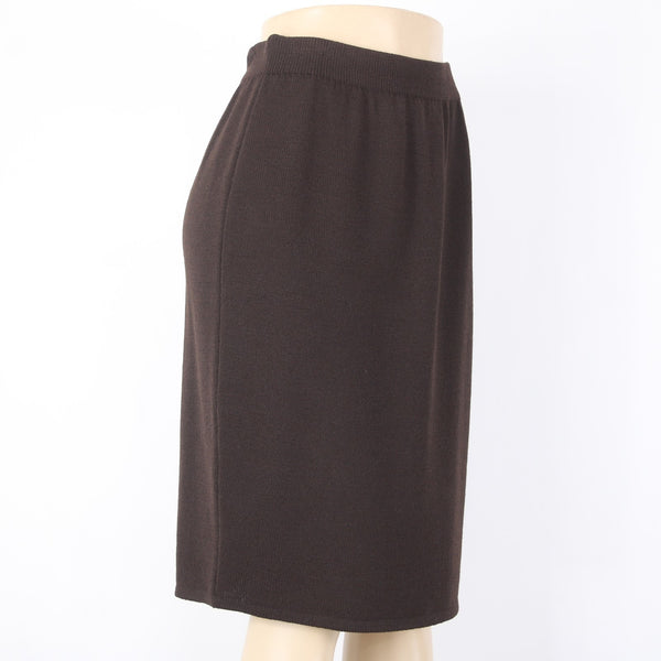 St John Collection Skirt Sz 8 Dark Brown Elastic Waist Santana Knit Skirt