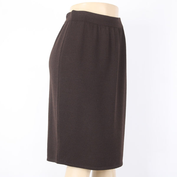 St John Collection Skirt Sz 8 Dark Brown Elastic Waist Santana Knit Skirt