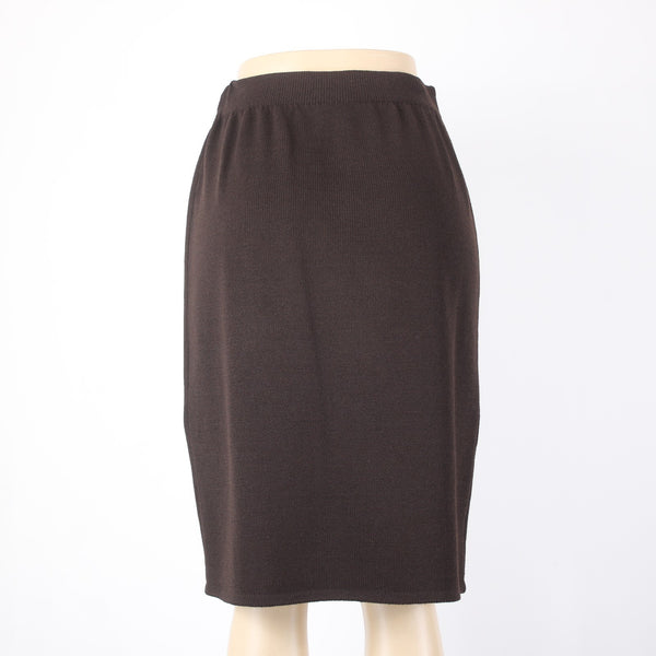 St John Collection Skirt Sz 8 Dark Brown Elastic Waist Santana Knit Skirt