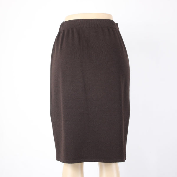 St John Collection Skirt Sz 8 Dark Brown Elastic Waist Santana Knit Skirt