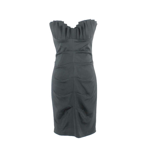 Betsy Adam Sz 8 Black Lined Bodycon Pleated Bust Acetate Blend Dress