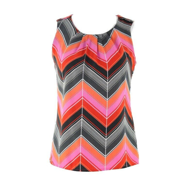 Banana Republic Sz XS Black Red Pink Multi Chevron 100% Polyester Top