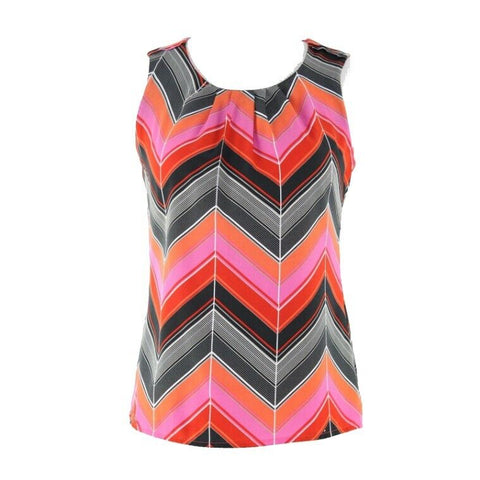 Banana Republic Sz XS Black Red Pink Multi Chevron 100% Polyester Top