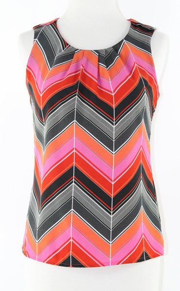 Banana Republic Sz XS Black Red Pink Multi Chevron 100% Polyester Top