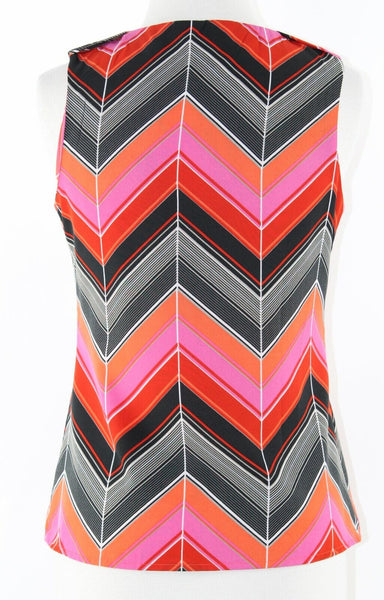 Banana Republic Sz XS Black Red Pink Multi Chevron 100% Polyester Top