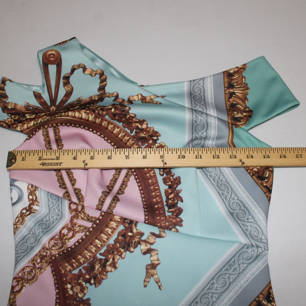 Ted Baker NEW $315 Sz 2 Aqua Pink Versailles Print Poly Blend Body Con Dress