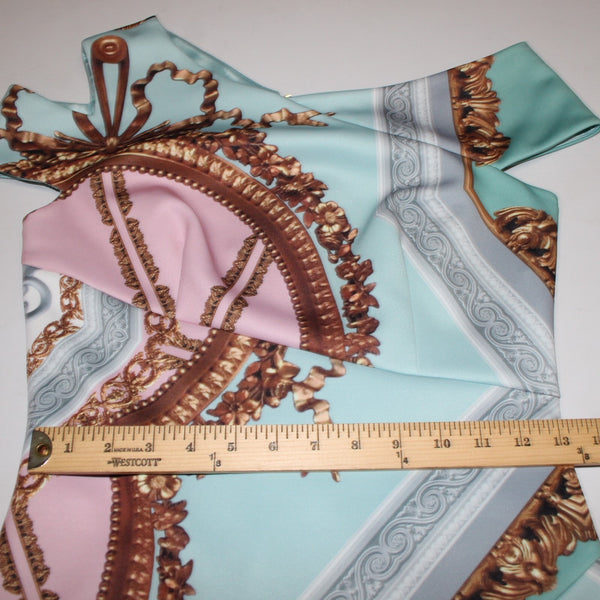 Ted Baker NEW $315 Sz 2 Aqua Pink Versailles Print Poly Blend Body Con Dress