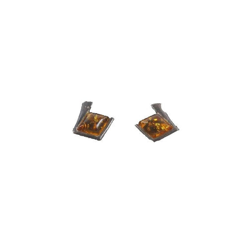 Sterling Silver Shaped Genuine Amber Post Earrings