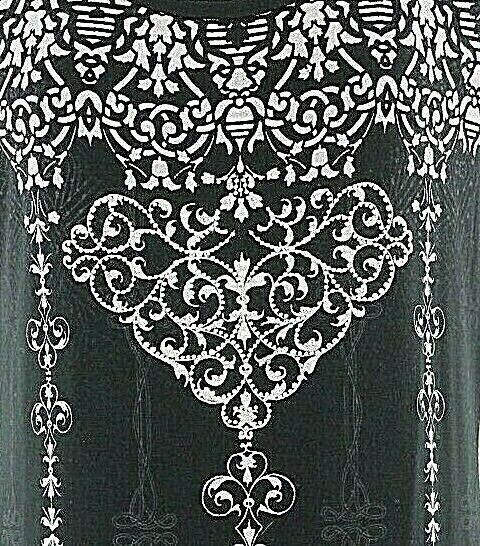 BLEU Sz S Black Lavender Silver Rhinestone Rayon Spandex Nylon Lace Top