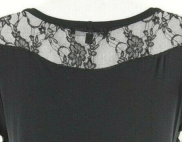 BLEU Sz S Black Lavender Silver Rhinestone Rayon Spandex Nylon Lace Top