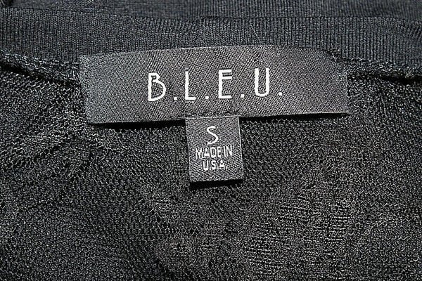 BLEU Sz S Black Lavender Silver Rhinestone Rayon Spandex Nylon Lace Top