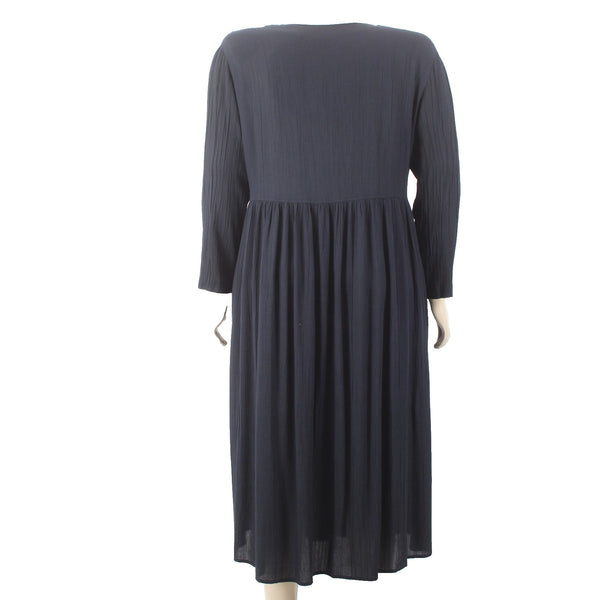 Carole Little Dress Sz 22 Black Buttons Ruffles Embroidered 100% Rayon Dress