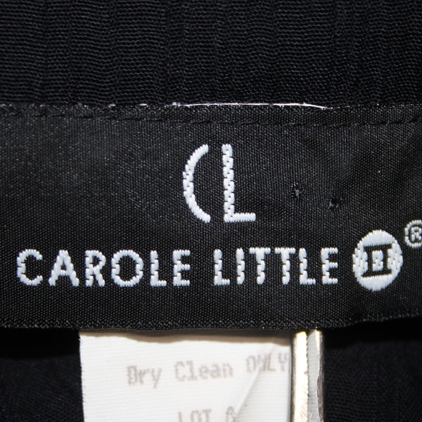 Carole Little Dress Sz 22 Black Buttons Ruffles Embroidered 100% Rayon Dress