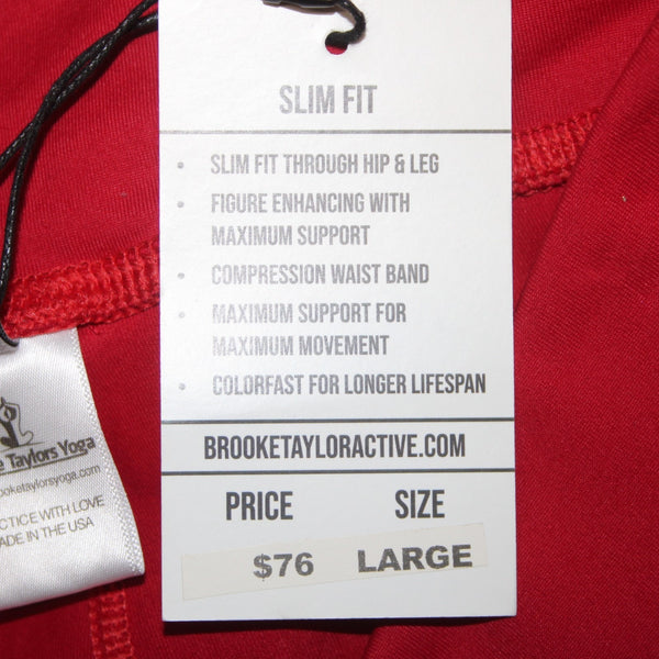 Brooke Taylors Yoga AW Pant NEW $76 Sz L x 29 Red White Pull On Nylon Spandex